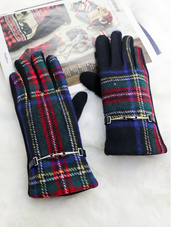 Plaid Touch Screen Glove W/ Link 