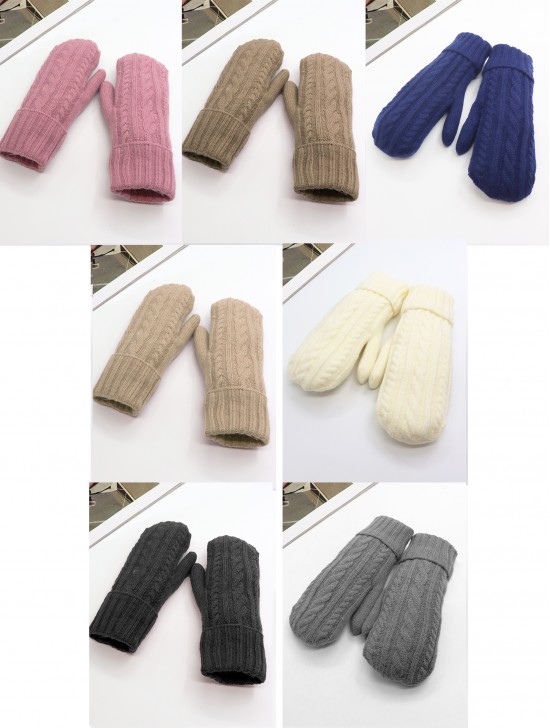 Fashion Cable Knitted Mittens with Fleeced Inside (min 12 Pair Asst Set)