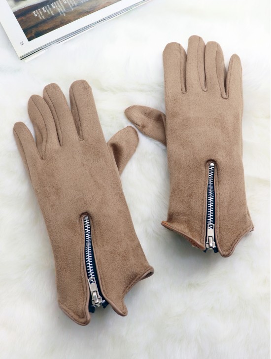 Fashion Touch Screen Gloves with Zipper