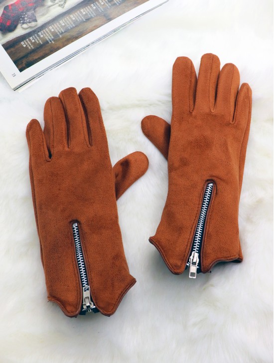 Fashion Touch Screen Gloves with Zipper
