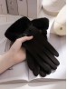 Solid Colour Gloves W Faux Fur Trim 