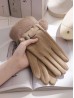 Solid Colour Gloves W Faux Fur Trim 