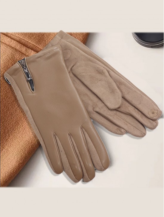 PU Touch Screen Gloves w/Zipper