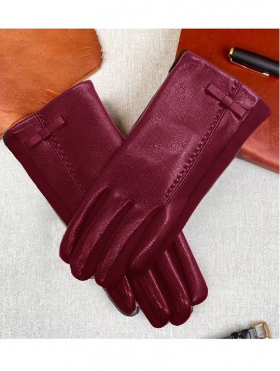 PU Touch Screen Gloves w/ Bow
