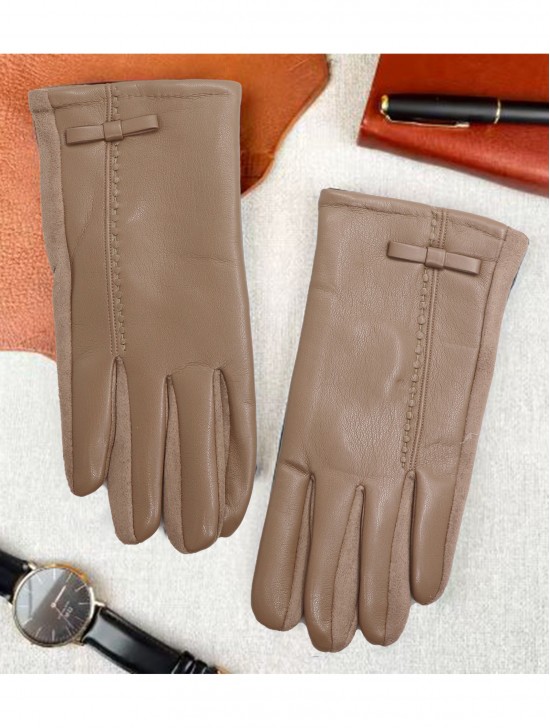PU Touch Screen Gloves w/ Bow