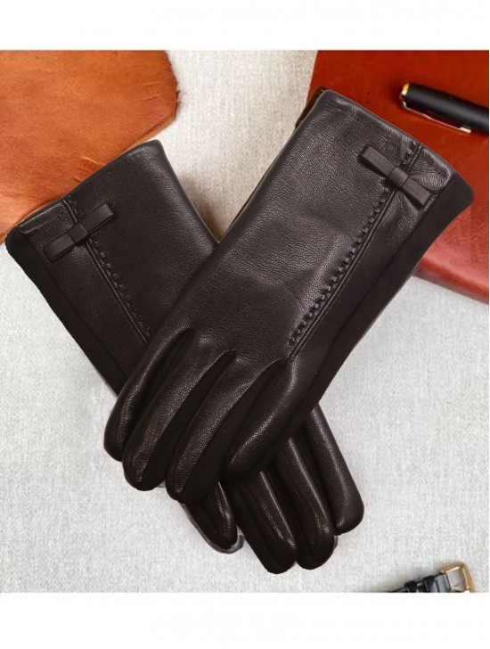 PU Touch Screen Gloves w/ Bow