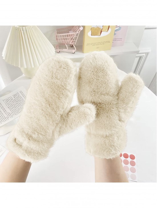Unisex Faux Fur Mittens