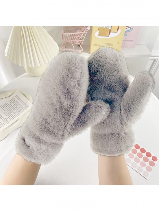 Unisex Faux Fur Mittens