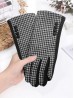 Houndstooth Design Touch Screen Gloves W/ Button Detailing