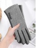 Houndstooth Design Touch Screen Gloves W/ Button Detailing
