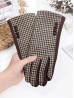 Houndstooth Design Touch Screen Gloves W/ Button Detailing