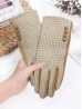 Houndstooth Design Touch Screen Gloves W/ Button Detailing Houndstooth Design Touch Screen Gloves W/ Button Detailing