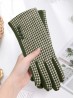 Houndstooth Design Touch Screen Gloves W/ Button Detailing