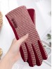 Houndstooth Design Touch Screen Gloves W/ Button Detailing
