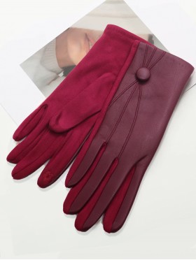PU Touch Screen Gloves W/ Button Detailing