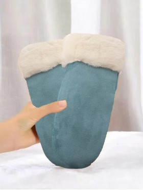 Suede Mittens W/ Fur Trim Suede Mittens W/ Fur Trim