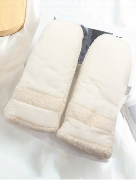 Waterproof Fabric Fur Spliced Gloves