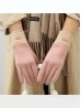 Fashion Touch Screen Gloves with Faux Leather Label