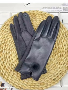 PU Touch Screen Gloves w/ Pom Pom