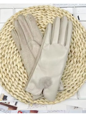 PU Touch Screen Gloves w/ Pom Pom