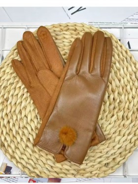 PU Touch Screen Gloves w/ Pom Pom