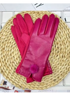 PU Touch Screen Gloves w/ Pom Pom
