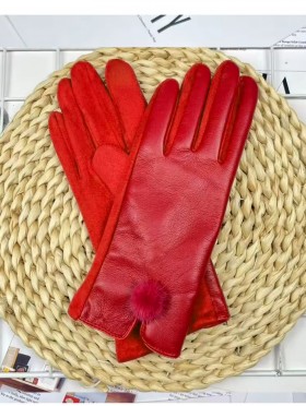 PU Touch Screen Gloves w/ Pom Pom
