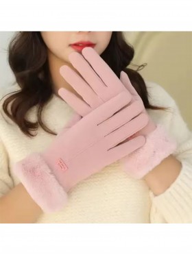 Suede Touch Screen Gloves W/ Leather Label