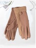 Fashion Touch Screen Gloves with Faux Fur Trim and Button 