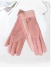 Fashion Touch Screen Gloves with Faux Fur Trim and Button 