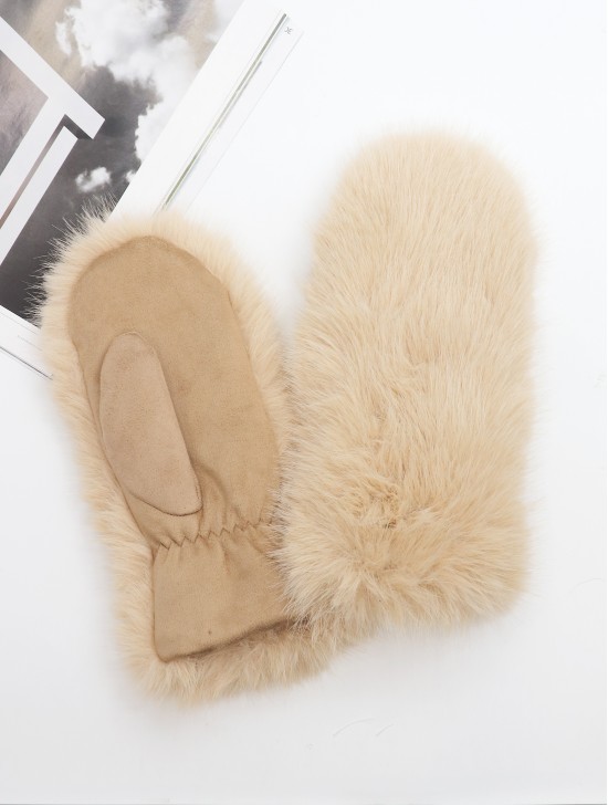Unisex Faux Fur Mittens