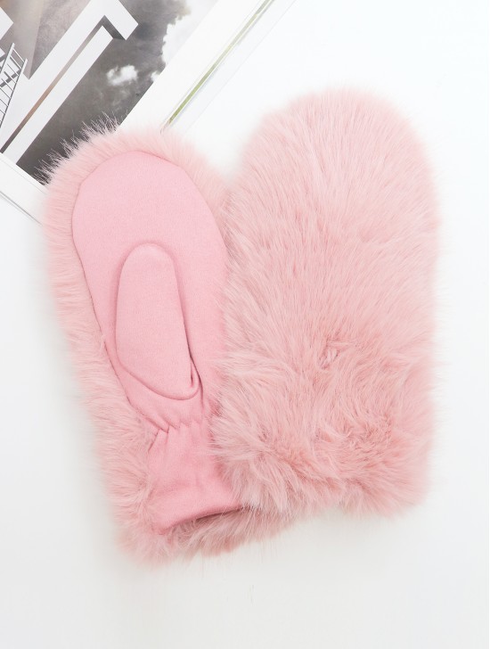 Unisex Faux Fur Mittens