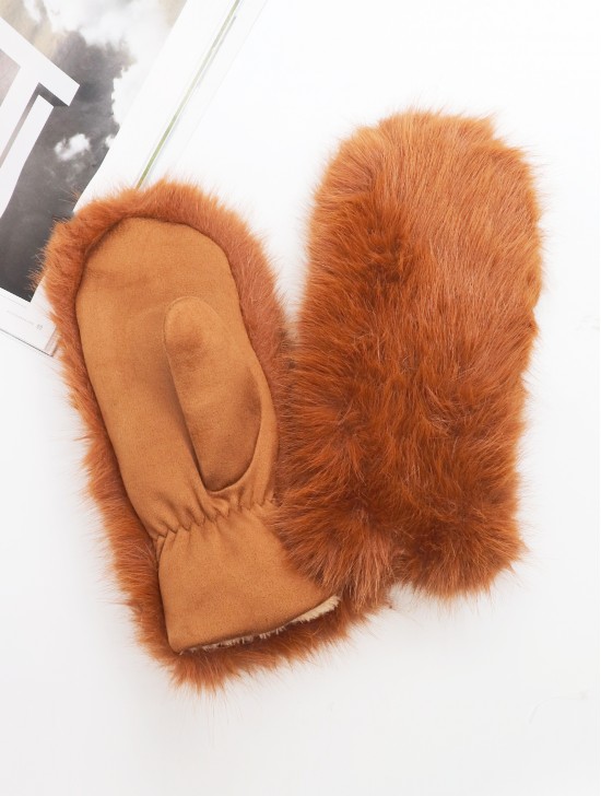 Unisex Faux Fur Mittens