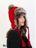 Warm Fur Cable Knitted Hat W/ Ear Flaps & Cable Tassels