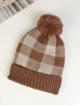 Super Soft Knitted Checker Hat W/ Pom Pom