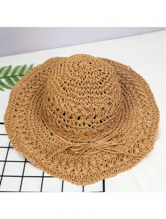 Foldable Super Soft Weaved Sunhat W/ Bow 