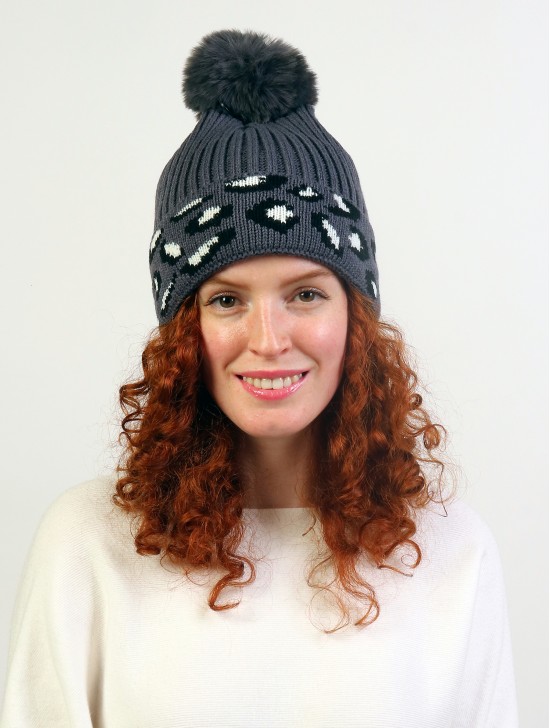 Leopard Pompom Beanie