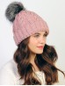 Cable Knitted Camp Hat W/ Pompom (Plush Inside)