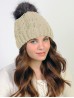 Cable Knitted Camp Hat W/ Pompom (Plush Inside)