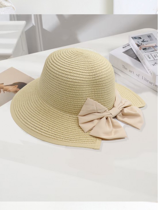 Wide Brim Summer Hat W/ Bow
