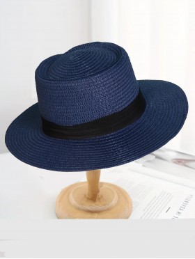 Wide Brim Summer Hat W/ Black Trim