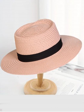 Wide Brim Summer Hat W/ Black Trim