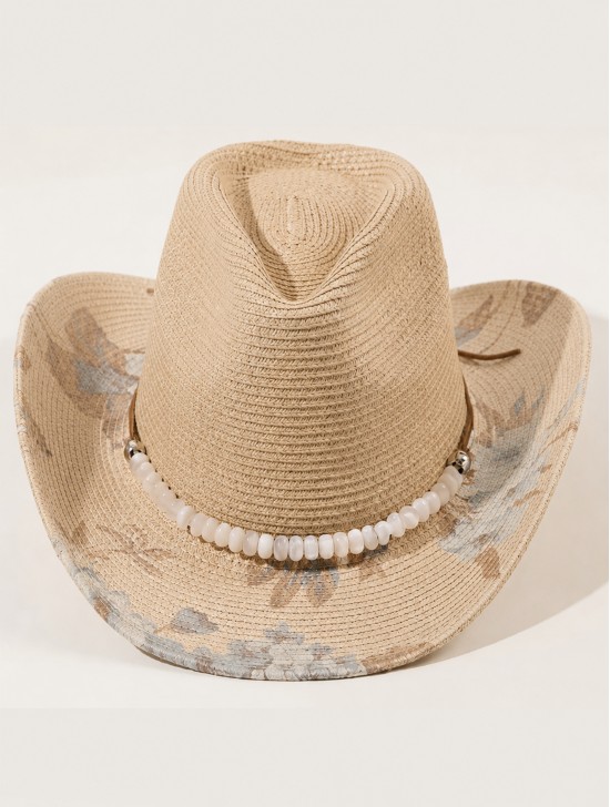 Wide Brim Cowboy Hat/ Floral Pattern Brim Wide Brim Cowboy Hat/ Floral Pattern Brim