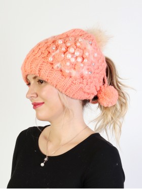 CABLE KNIT HAT WITH POM POM