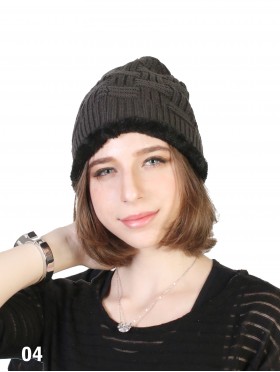 Knitted Hat With Brim (Fleece inside) 