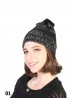 Two Tone Knitted Hat W/ Pom Pom