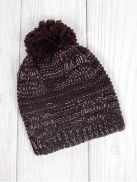 Two Tone Knitted Hat W/ Pom Pom