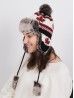 Warm Fur Maple Leaf Knitted Hat W/ Ear Flaps & Fur Tassels