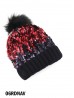 Sequin Scale “Color Changing”  Knitted Hat With Pom Pom