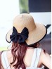 Wide Brim V-Back Summer Hat W/ Ribbon Bow 